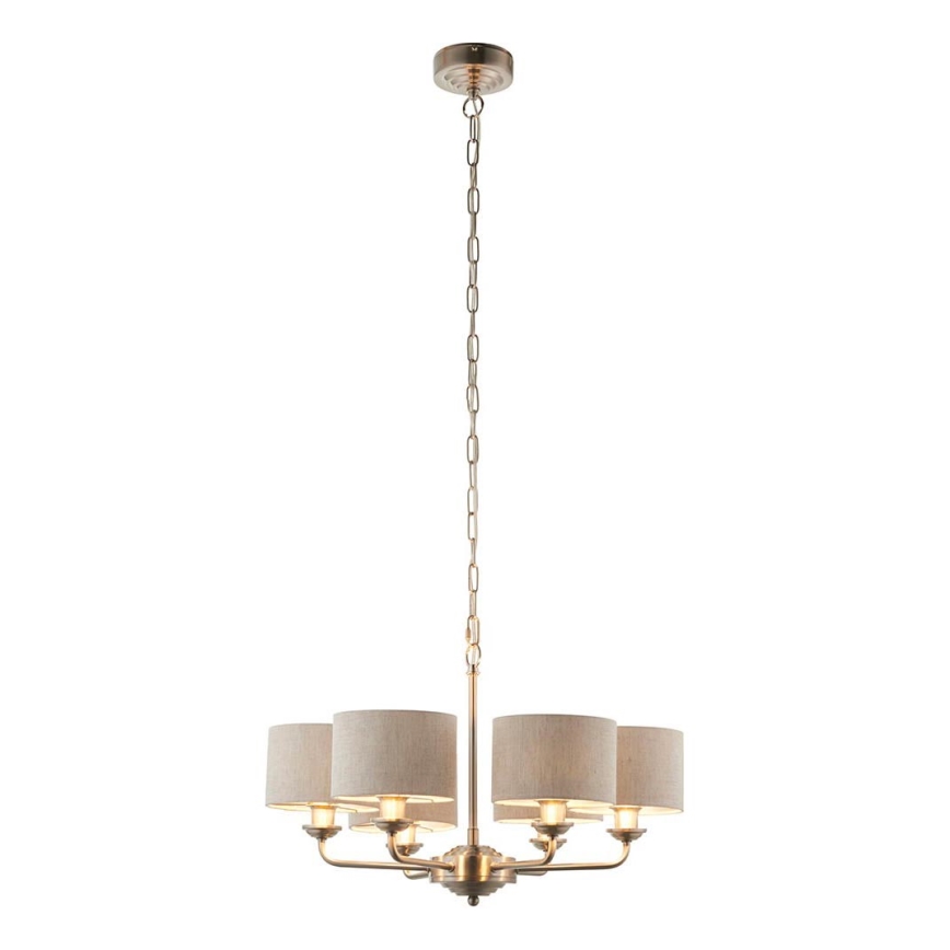 Endon 99151 - Luster na reťazi HIGHCLERE 6×E14/28W/230V sivá/matný chróm priemer 53 cm
