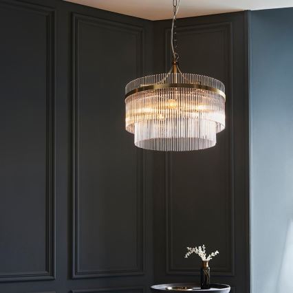 Endon 99166 - Luster na reťazi MARIETTA 5xE14/7W/230V mosadz/číre