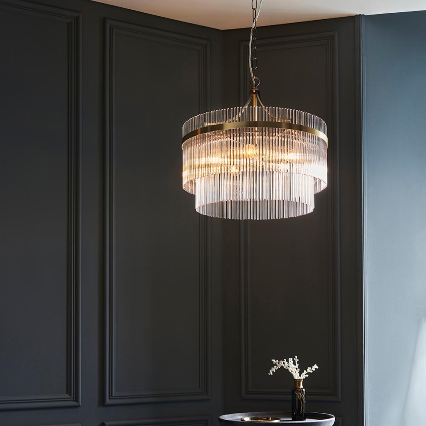 Endon 99166 - Luster na reťazi MARIETTA 5xE14/7W/230V mosadz/číre