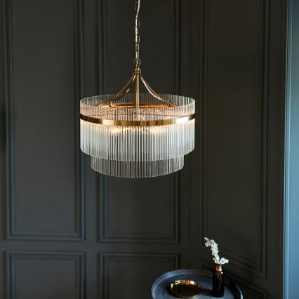 Endon 99166 - Luster na reťazi MARIETTA 5xE14/7W/230V mosadz/číre
