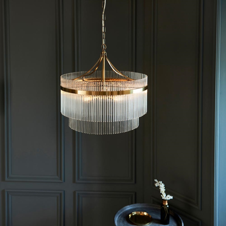 Endon 99166 - Luster na reťazi MARIETTA 5xE14/7W/230V mosadz/číre