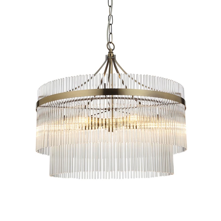 Endon 99166 - Luster na reťazi MARIETTA 5xE14/7W/230V mosadz/číre