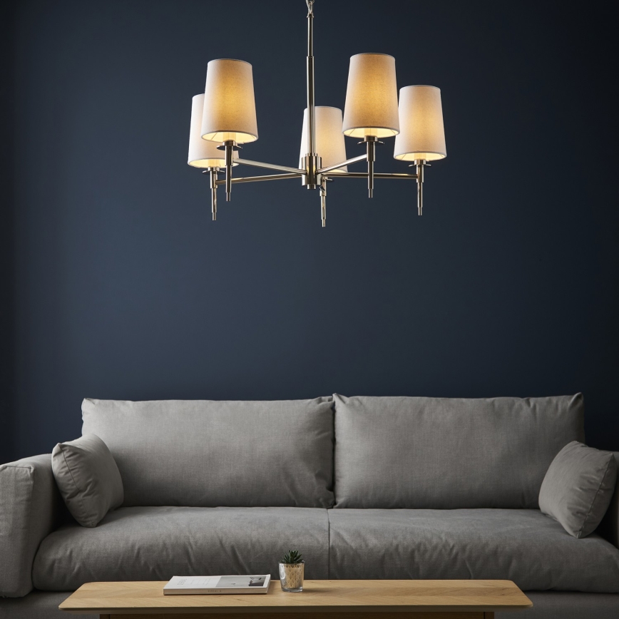 Endon 99457 - Luster na reťazi 5xE14/6W/230V lesklý chróm/biela