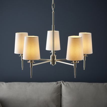 Endon 99457 - Luster na reťazi 5xE14/6W/230V lesklý chróm/biela
