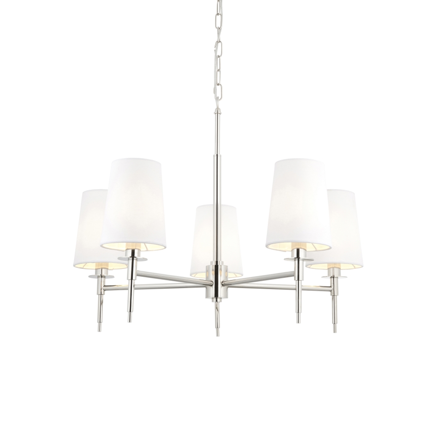 Endon 99457 - Luster na reťazi 5xE14/6W/230V lesklý chróm/biela