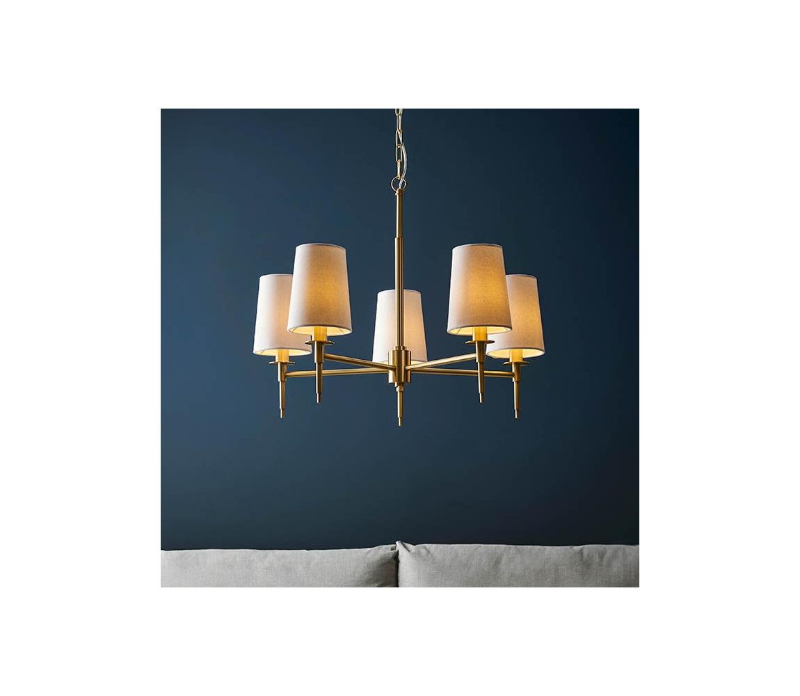 Endon 99458 - Závesný luster na reťazi 5xE14/6W/230V zlatá/biela 99458