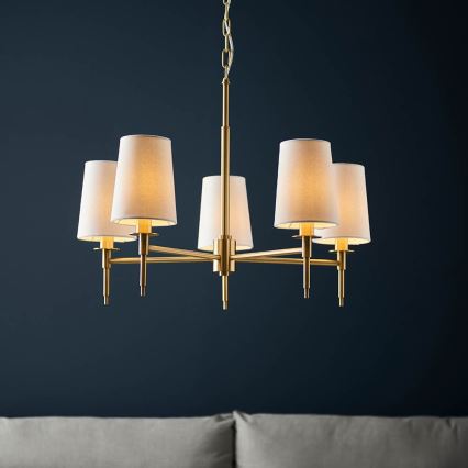 Endon 99458 - Závesný luster na reťazi 5xE14/6W/230V zlatá/biela