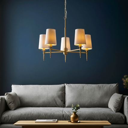 Endon 99458 - Závesný luster na reťazi 5xE14/6W/230V zlatá/biela