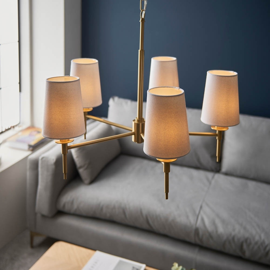 Endon 99458 - Závesný luster na reťazi 5xE14/6W/230V zlatá/biela