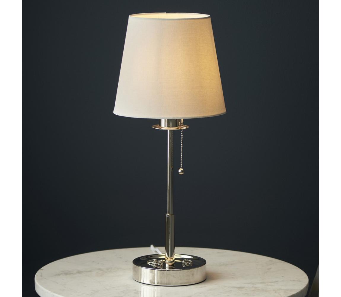 Endon 99596 - Stolná lampa 1xE27/10W/230V biela/lesklý chróm 99596