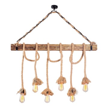 EREBOS 6xE27/40W/230V hnedá závesná lampa