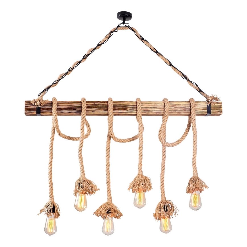 EREBOS 6xE27/40W/230V hnedá závesná lampa