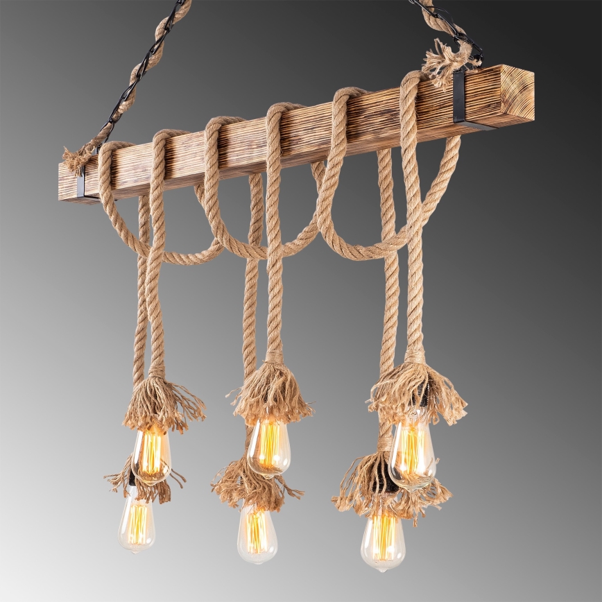 EREBOS 6xE27/40W/230V hnedá závesná lampa
