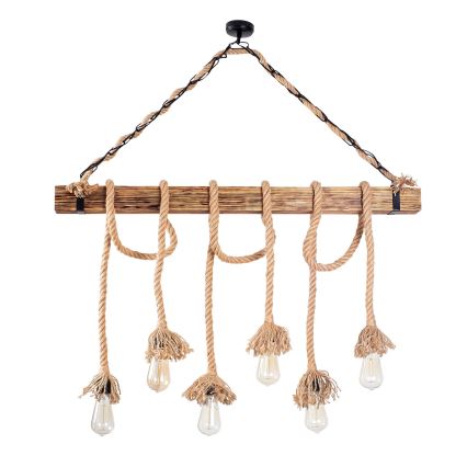 EREBOS 6xE27/40W/230V hnedá závesná lampa
