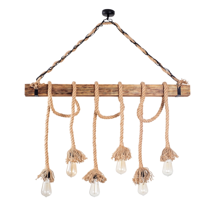 EREBOS 6xE27/40W/230V hnedá závesná lampa