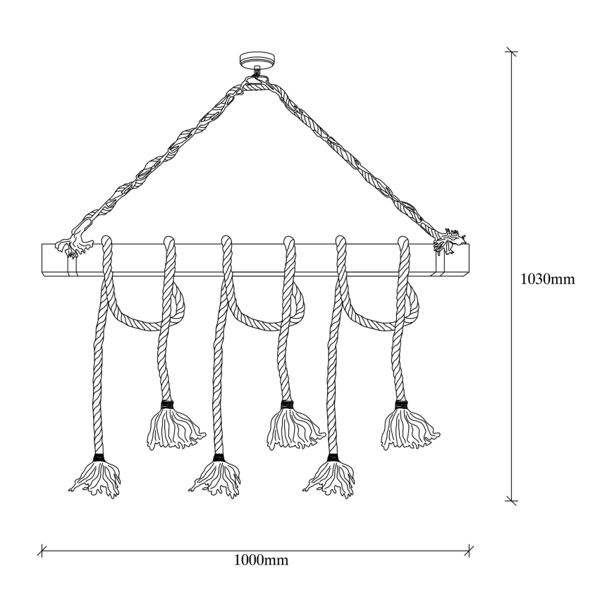 EREBOS 6xE27/40W/230V hnedá závesná lampa