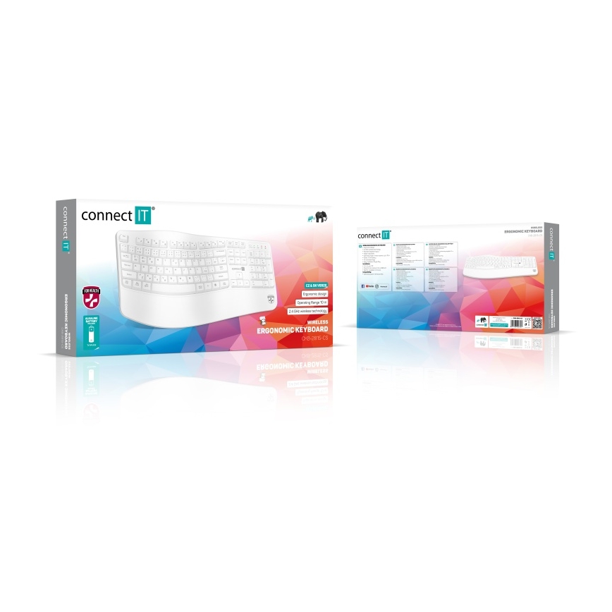 Ergonomická bezdrôtová klávesnica s CZ/SK lokalizáciou 1xAA biela