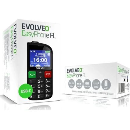 Evolveo - EasyPhone FL, mobilný telefón pre seniorov, čierny