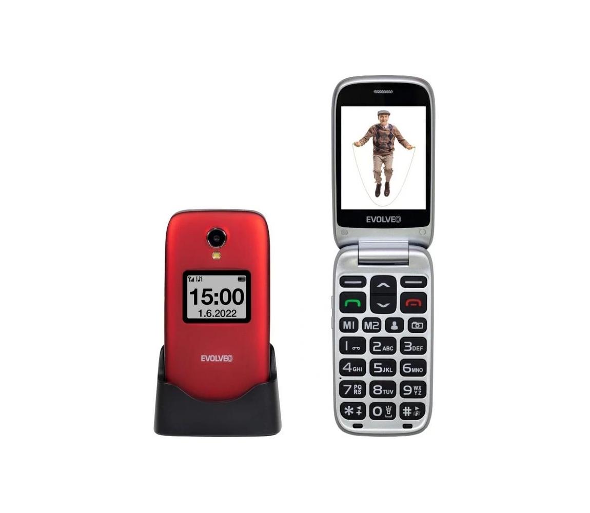 Evolveo - EasyPhone FS vyklápací mobilný telefón pre seniorov 2.8" červený EP-771-FSR