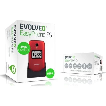 Evolveo - EasyPhone FS výklopný mobilný telefón pre seniorov 2.8 červený