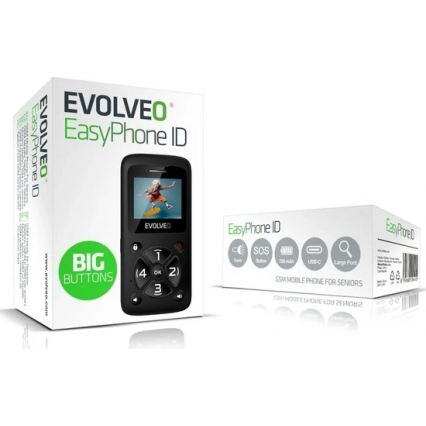 Evolveo - EasyPhone ID, mobilný telefón pre seniorov, čierny
