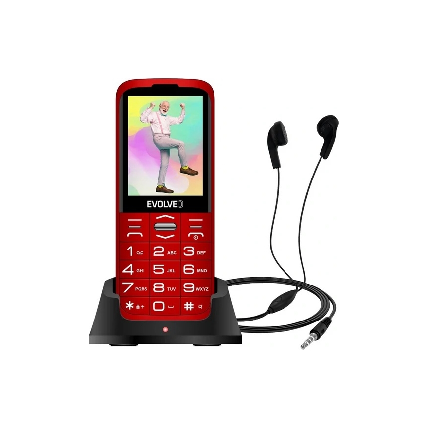 Evolveo - EasyPhone XO, mobilný telefón pre seniorov, červený