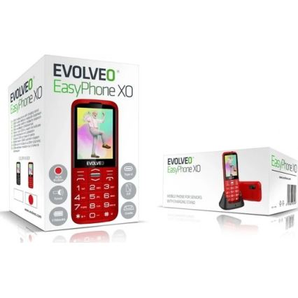 Evolveo - EasyPhone XO, mobilný telefón pre seniorov, červený