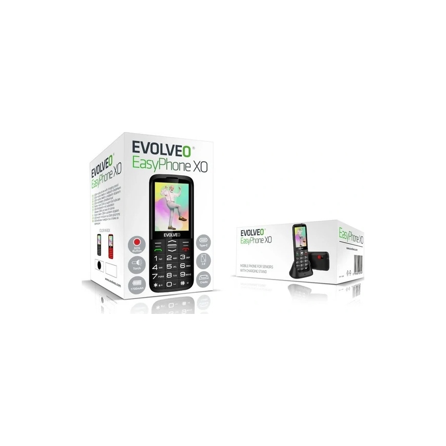 Evolveo - EasyPhone XO, mobilný telefón pre seniorov, čierny