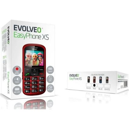 Evolveo - EasyPhone XS, mobilný telefón pre seniorov červená