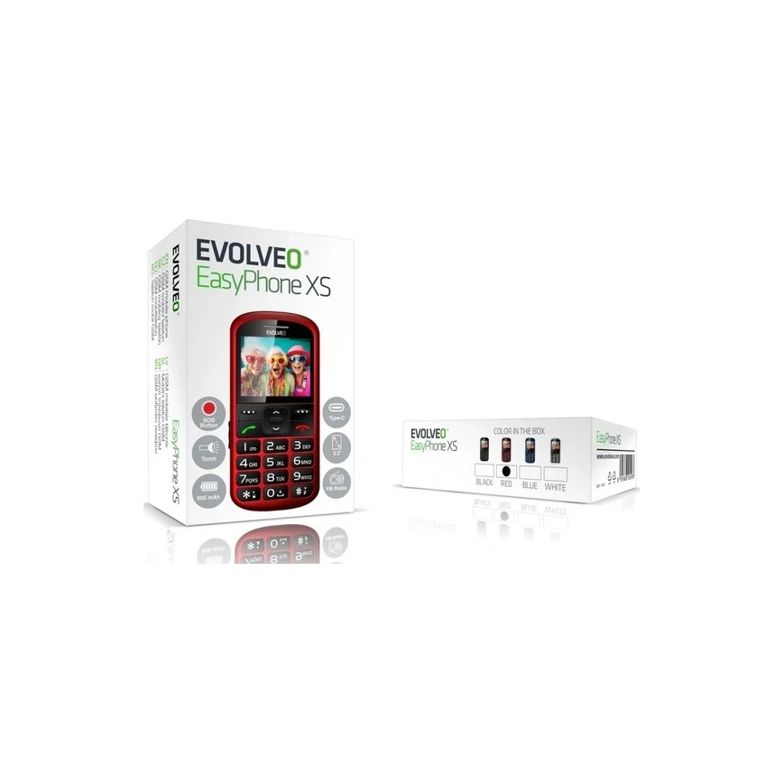 Evolveo - EasyPhone XS, mobilný telefón pre seniorov červená