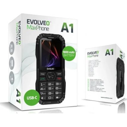 Evolveo - MaxPhone A1, čierny tlačidlový Dual SIM telefón