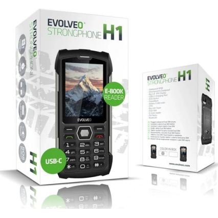 Evolveo - StrongPhone H1, vodotesný Dual SIM telefón, čierno-  šedá