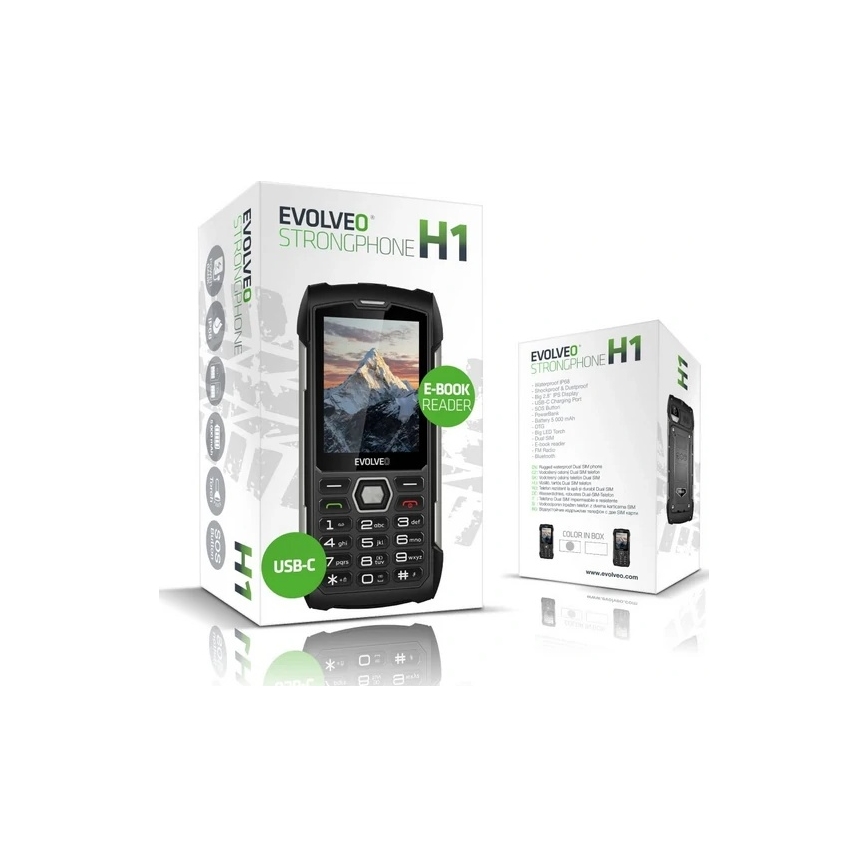 Evolveo - StrongPhone H1, vodotesný Dual SIM telefón, čierno-  šedá