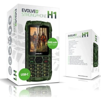 Evolveo-StrongPhone H1, vodotesný Dual SIM telefón s loveckým maskovacím vzorom