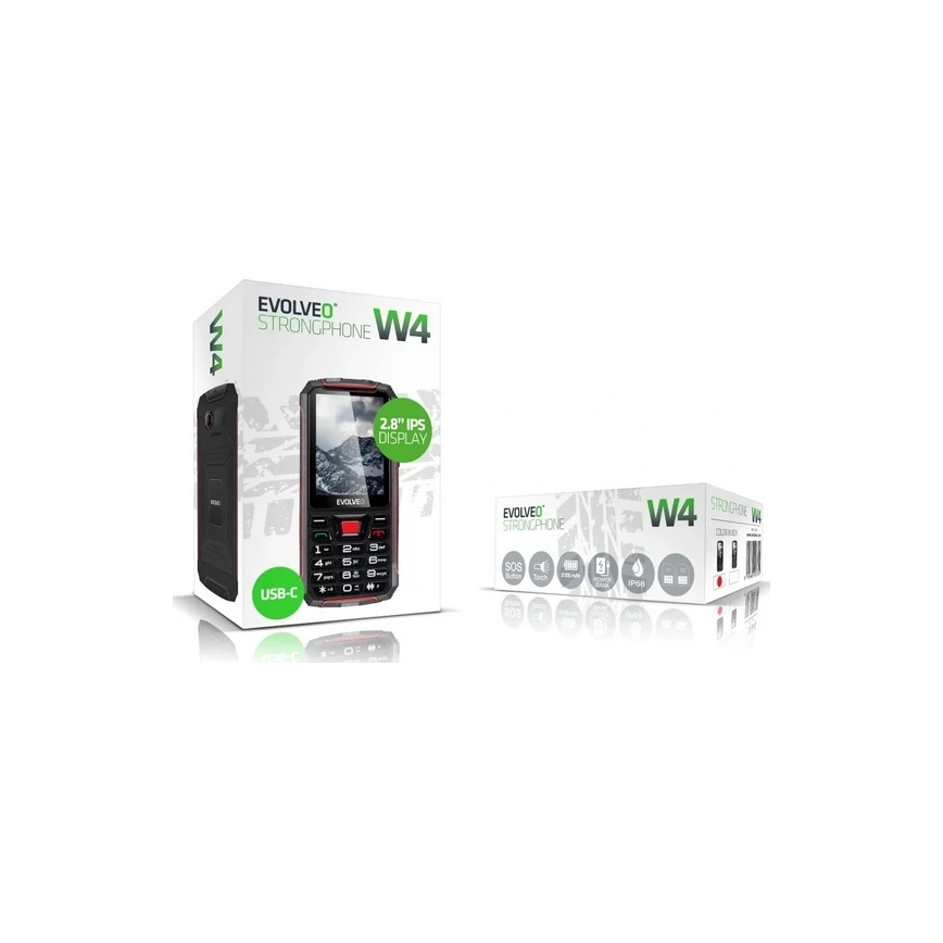 Evolveo - StrongPhone W4, vodotesný Dual SIM telefón, čierno-červený