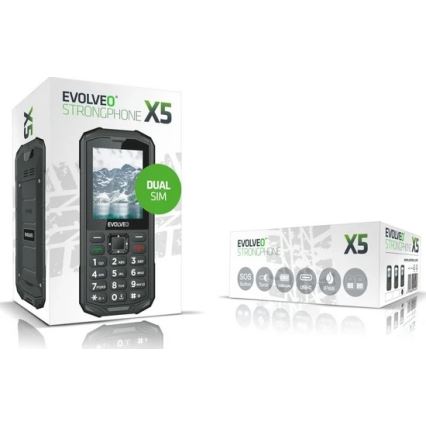 Evolveo - StrongPhone X5, vodotesný Dual SIM telefón čierna/šedá