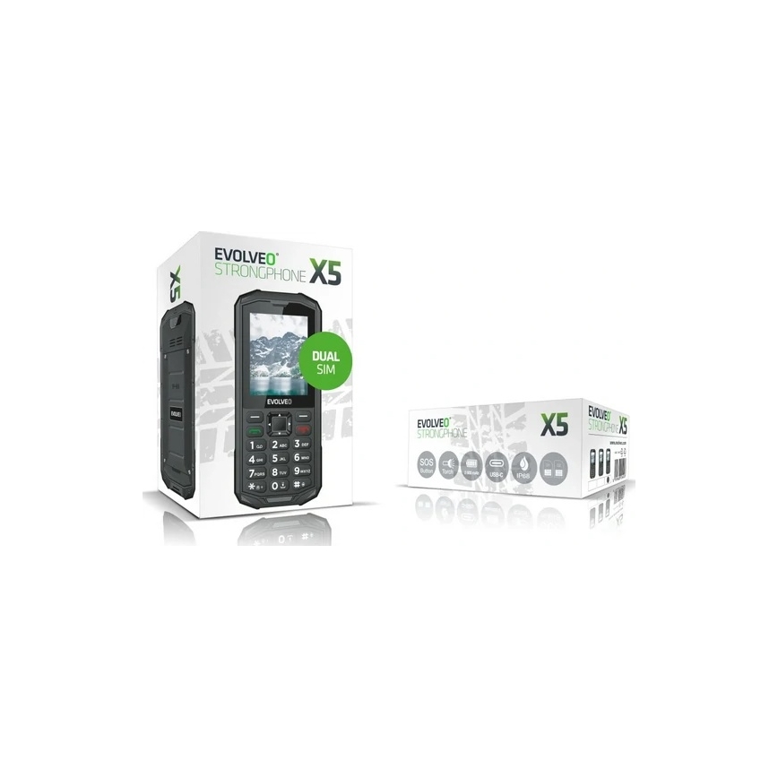 Evolveo - StrongPhone X5, vodotesný Dual SIM telefón, čierno-sivý