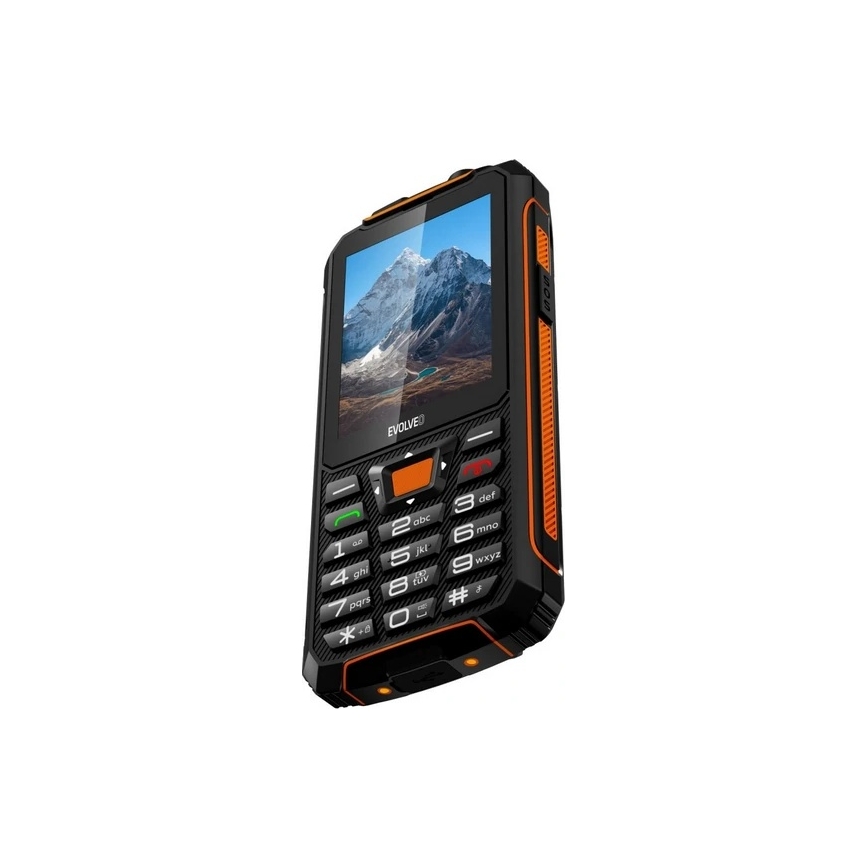 Evolveo - StrongPhone Z6, vodotesný Dual SIM telefón čierna/oranžová