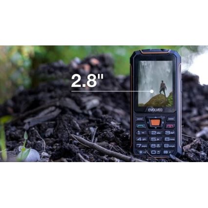 Evolveo - StrongPhone Z6, vodotesný Dual SIM telefón čierna/oranžová