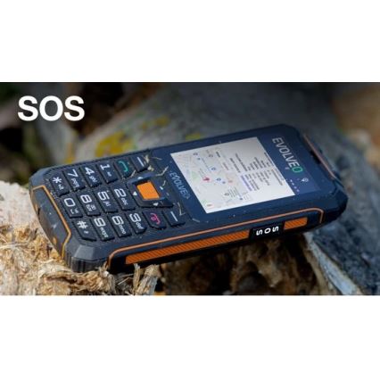 Evolveo - StrongPhone Z6, vodotesný Dual SIM telefón čierna/oranžová