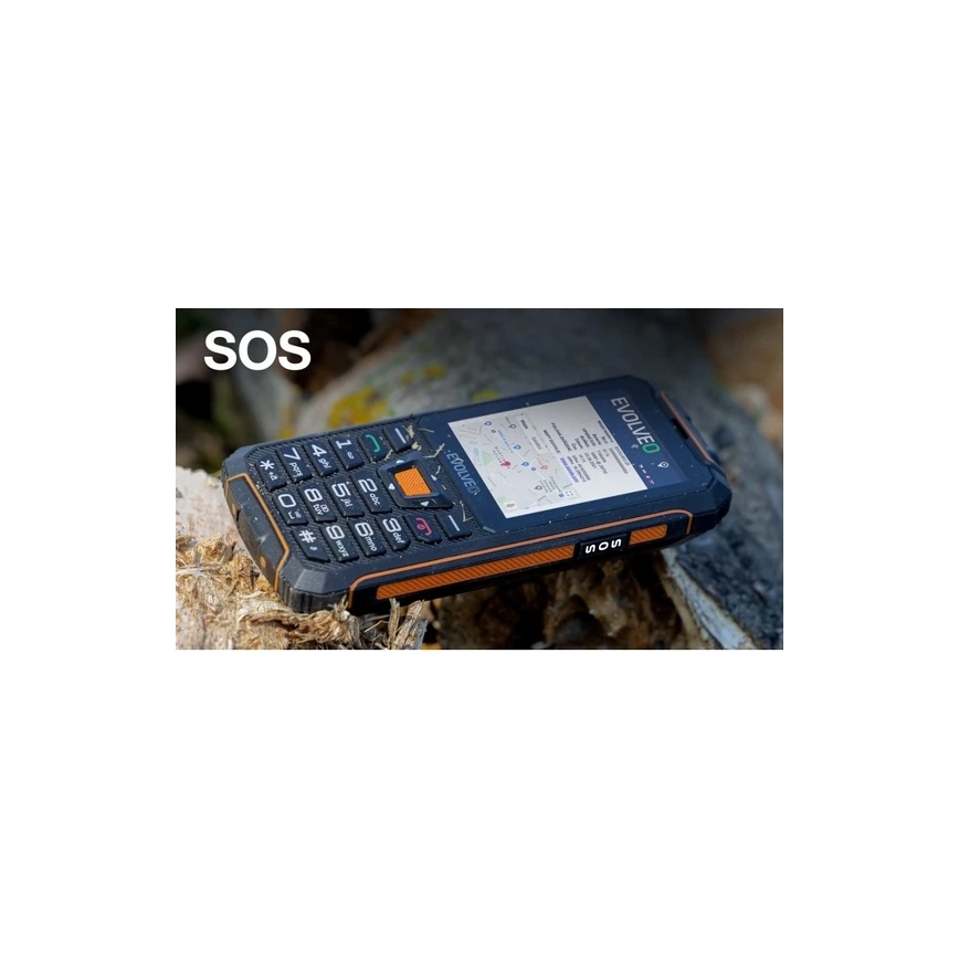 Evolveo - StrongPhone Z6, vodotesný Dual SIM telefón čierna/oranžová