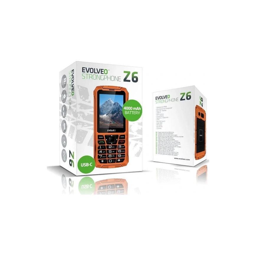 Evolveo - StrongPhone Z6, vodotesný Dual SIM telefón, oranžový
