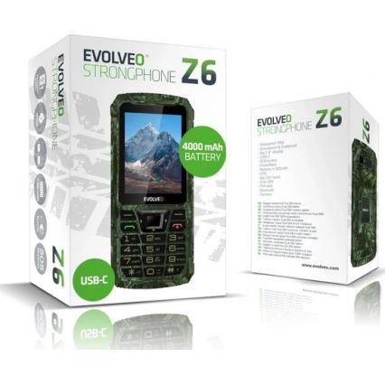 Evolveo - StrongPhone Z6, vodotesný Dual SIM telefón, poľovnícka kamufláž