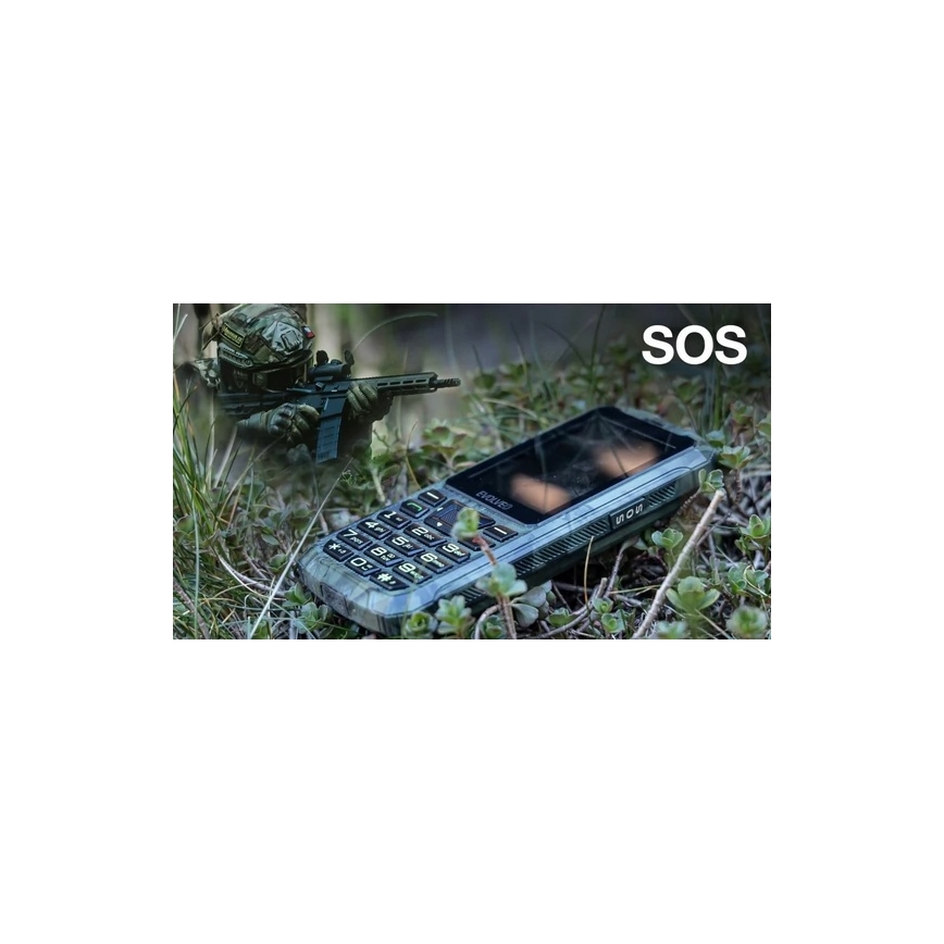 Evolveo - StrongPhone Z6, vodotesný Dual SIM telefón, poľovnícka kamufláž