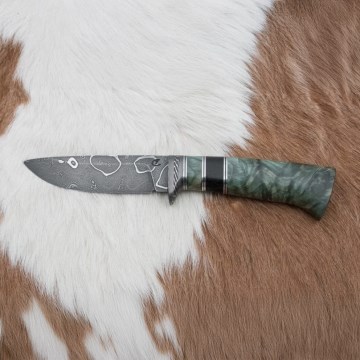 Exkluzívny damaškový nôž 11,6 cm javor/eben