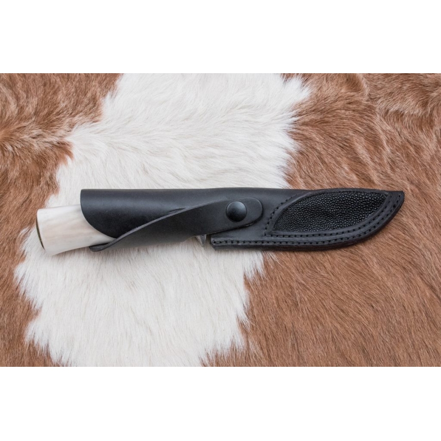 Exkluzívny damaškový nôž 13 cm serpentinit/sobí paroh