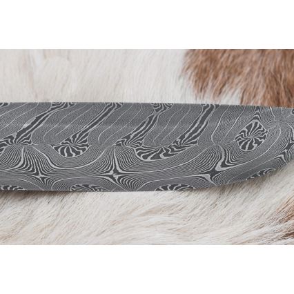 Exkluzívny damaškový nôž 13 cm serpentinit/sobí paroh