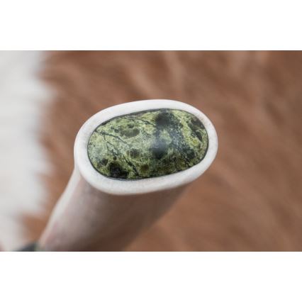 Exkluzívny damaškový nôž 13 cm serpentinit/sobí paroh