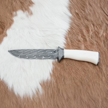 Exkluzívny damaškový nôž 15 cm mamutí kel