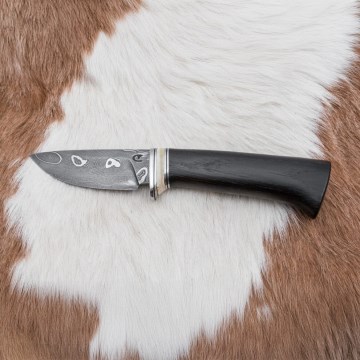 Exkluzívny damaškový nôž 8,6 cm dub/ťavia kosť